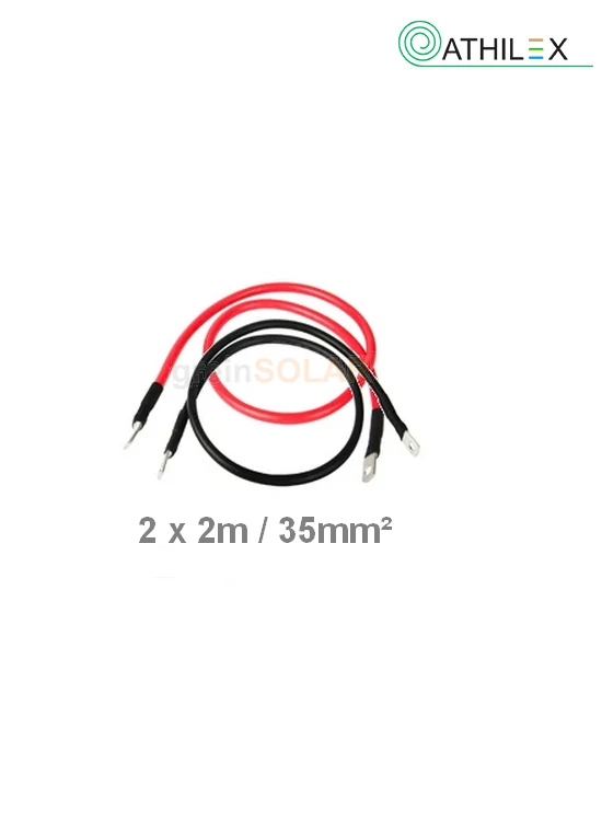 35mm2 Kabel mit M8 Ringkabelschuhen 2m - Set rot/schwarz